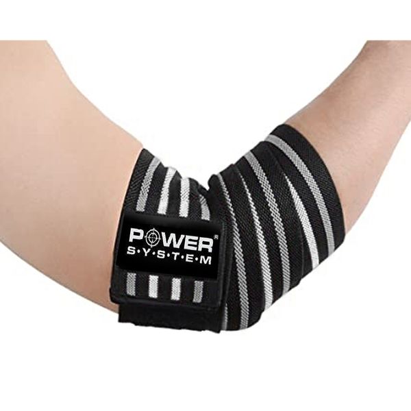 Бинти на лікоть Power System PS-3600 Elbow Wraps Grey/Black(пара) 1411784222 фото
