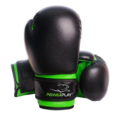 Боксерські рукавиці PowerPlay 3004 JR Classic Чорно-Зелені 8 унцій 855257855 фото