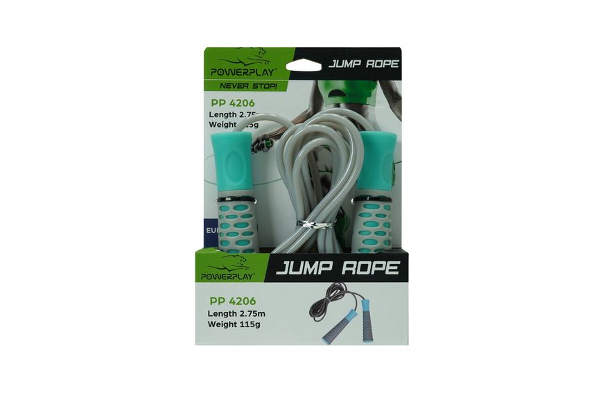 Скакалка PowerPlay 4206 Jump Rope PRO+ Сіро-м'ятна (2,75m.) 1077855013 фото