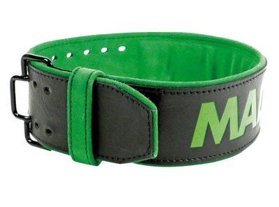 Пояс для важкої атлетики MadMax MFB-302 Quick Release Belt шкіряний Black/Green L 1969530946 фото