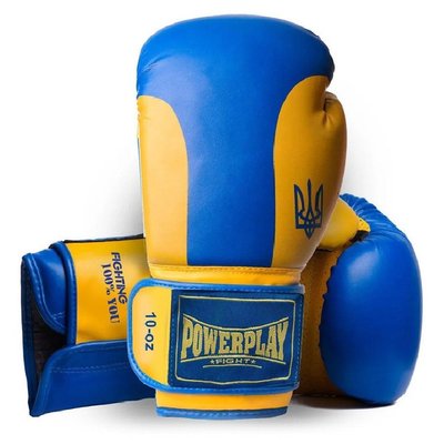 Боксерські рукавиці PowerPlay 3021 Ukraine Синьо-Жовті 8 унцій 771999538 фото