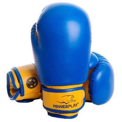 Боксерські рукавиці PowerPlay 3004 JR Classic Синьо-Жовті 6 унцій 772090940 фото