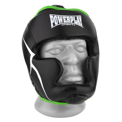 Боксерський шолом тренувальний PowerPlay 3100 PU Чорно-зелений S 1468022278 фото