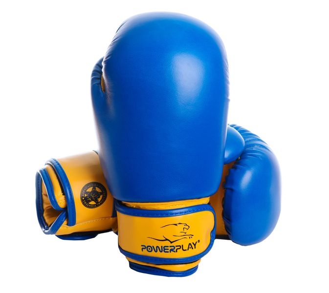 Боксерські рукавиці PowerPlay 3004 JR Classic Синьо-Жовті 6 унцій 772090940 фото