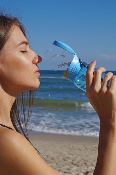 Пляшка для води CASNO 400 мл KXN-1195 Синя (восьминіг) з соломинкою 1233934329 фото