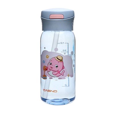 Пляшка для води CASNO 400 мл KXN-1195 Сіра (дельфін) з соломинкою 1233934331 фото
