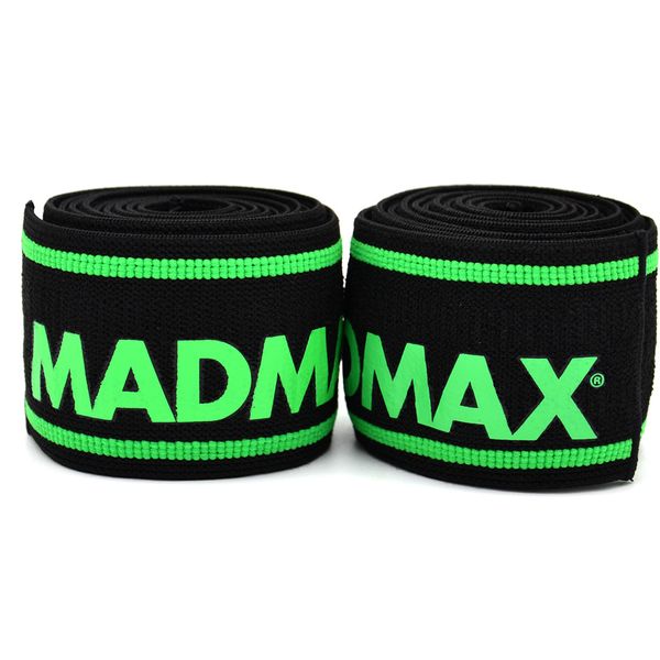 Бинти на коліна MadMax MFA-299 Non slide & slip knee wraps 2.0m Black/Green 1925919646 фото