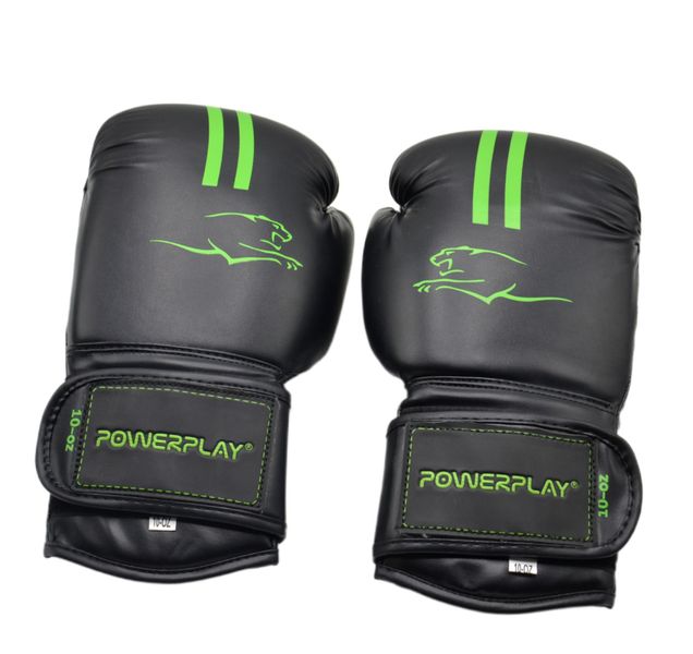 Боксерські рукавиці PowerPlay 3016 Contender Чорно-Зелені 10 унцій 855315037 фото