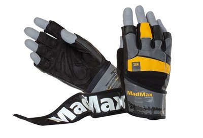 Рукавички для фітнесу MadMax MFG-880 Signature Black/Grey/Yellow XL 1925919602 фото