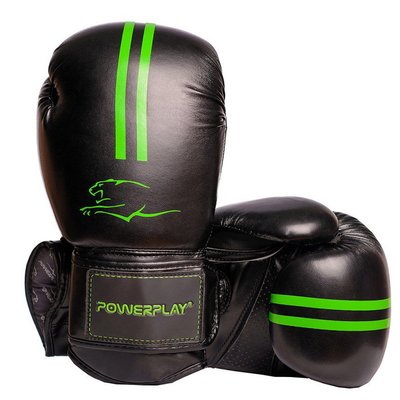Боксерські рукавиці PowerPlay 3016 Contender Чорно-Зелені 16 унцій 855315614 фото