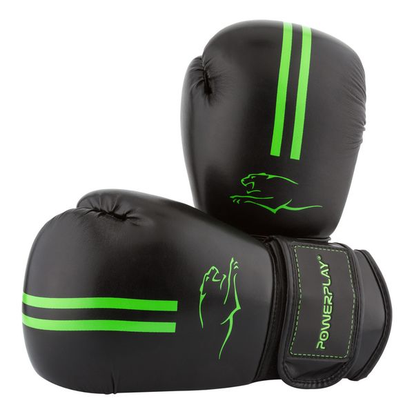 Боксерські рукавиці PowerPlay 3016 Contender Чорно-Зелені 16 унцій 855315614 фото
