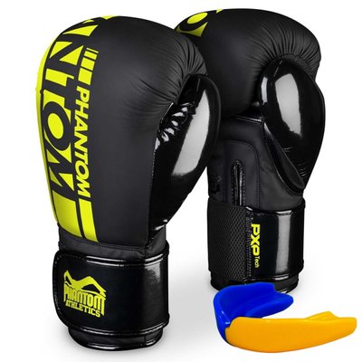 Боксерські рукавиці Phantom APEX Elastic Neon Black/Yellow 10 унцій (капа в подарунок) 1882200645 фото