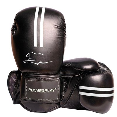 Боксерські рукавиці PowerPlay 3016 Contender Чорно-Білі 10 унцій 855316991 фото