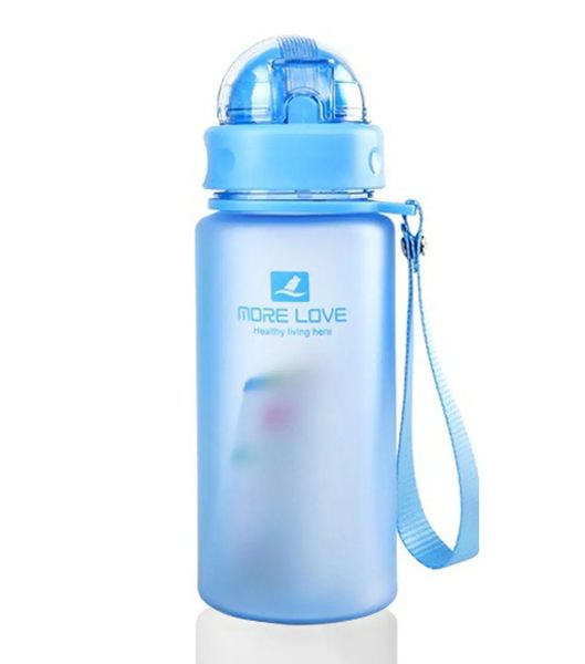 Пляшка для води CASNO 400 мл MX-5028 More Love Блакитна з соломинкою 1233934374 фото