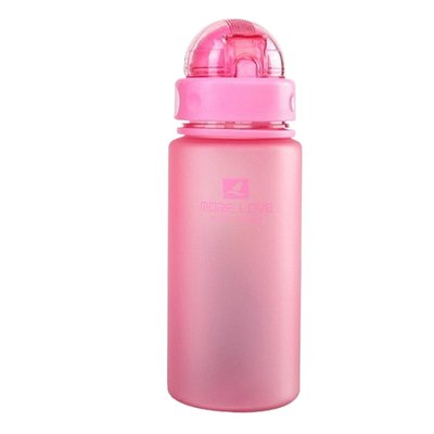Пляшка для води CASNO 400 мл MX-5028 More Love Рожева з соломинкою 1233934375 фото