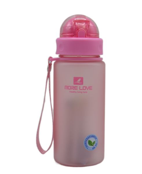 Пляшка для води CASNO 400 мл MX-5028 More Love Рожева з соломинкою 1233934375 фото