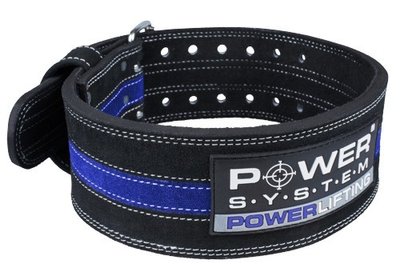 Пояс для пауерліфтингу Power System PS-3800 PowerLifting шкіряний Black/Blue Line M 1411784098 фото