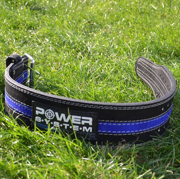Пояс для пауерліфтингу Power System PS-3800 PowerLifting шкіряний Black/Blue Line M 1411784098 фото