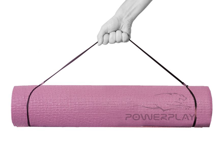Килимок для йоги та фітнесу PowerPlay 4010 PVC Yoga Mat Рожевий (173x61x0.6) 1462002577 фото