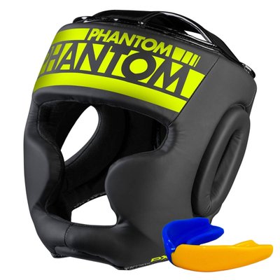 Боксерський шолом Phantom APEX Full Face Neon One Size Black/Yellow (капа в подарунок) 1882200656 фото