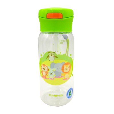 Пляшка для води CASNO 400 мл KXN-1195 Зелена (Малята-звірята) з соломинкою 1405067819 фото
