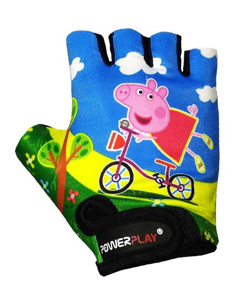 Велорукавички дитячі PowerPlay 5473 Peppa Pig голубі S 866434418 фото